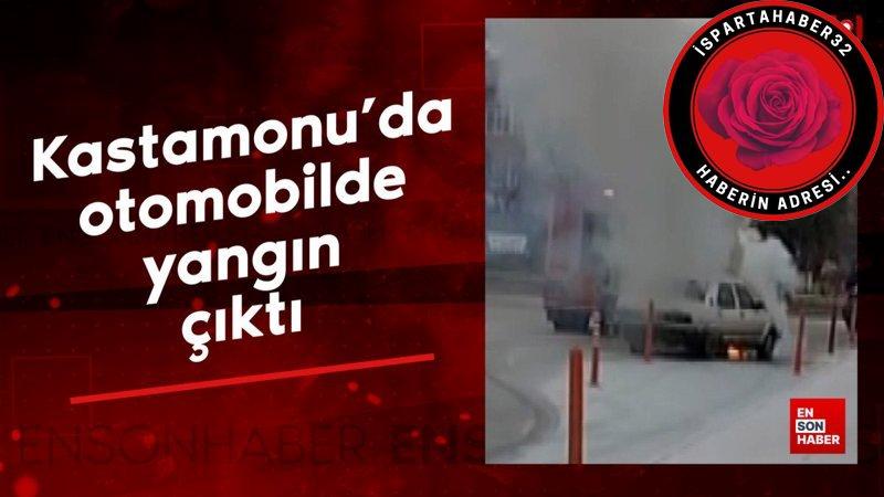 Kastamonu’da seyir halindeki Fiat-Tofaş marka otomobilde çıkan yangın itfaiye ekipleri