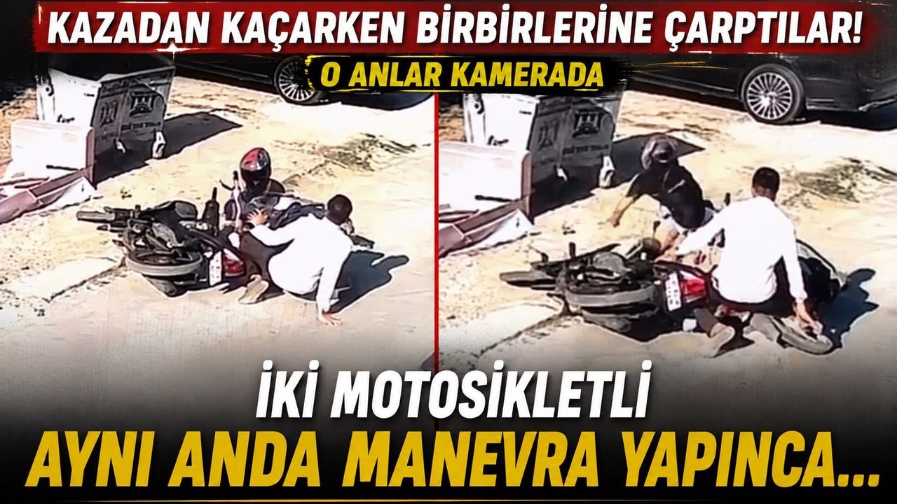 Kazadan kaçarken birbirlerine çarptılar! O anlar kamerada