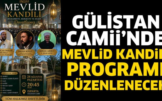 Gülistan Camii’nde Mevlid Kandili Programı Düzenlenecek