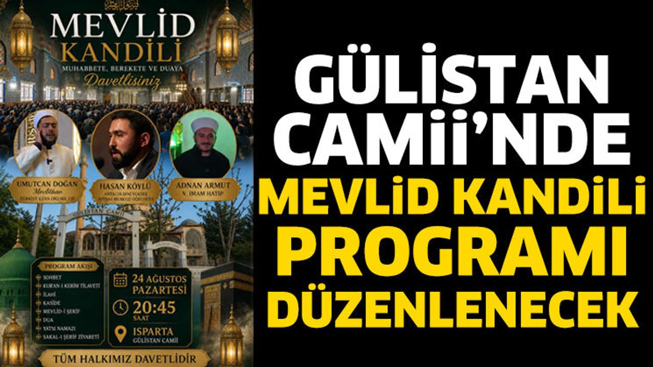 Gülistan Camii’nde Mevlid Kandili Programı Düzenlenecek