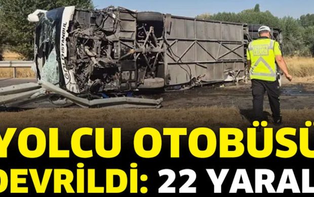 Yolcu otobüsü devrildi: 22 yaralı