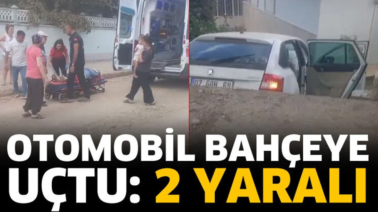 Otomobil bahçeye uçtu: 2 yaralı