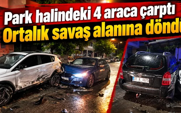 Park halindeki araçlara çarptı