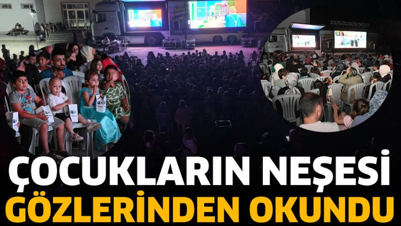 Çocuklar açık hava sinemasında gönüllerince eğlendiler
