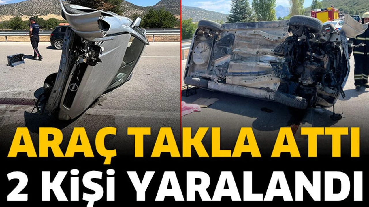Araç takla attı! 2 kişi yaralandı
