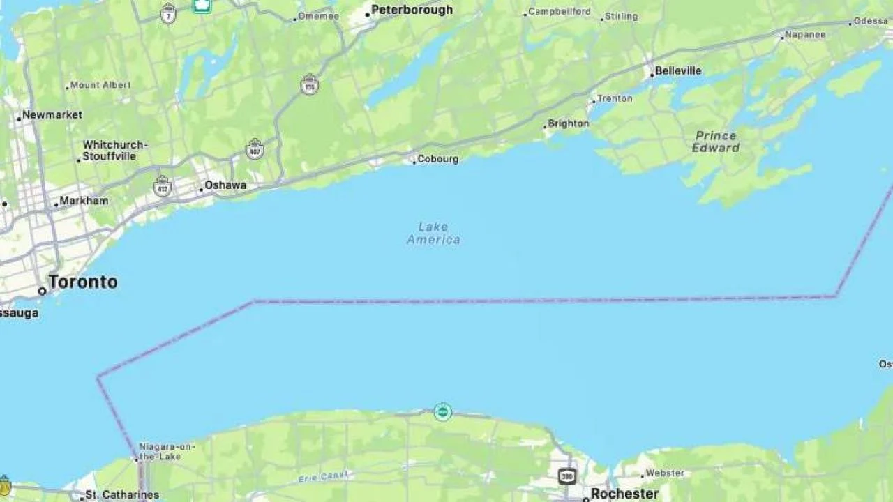 Apple, ABD'deki harita uygulamasında Ontario Gölü'nün adını Amerika Gölü olarak değiştirdi