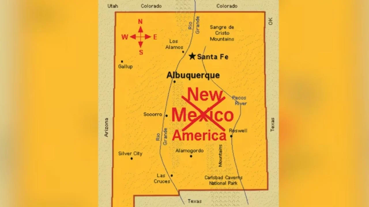 Trump, New Mexico'nun adını New America olarak değiştiren bir harita paylaştı