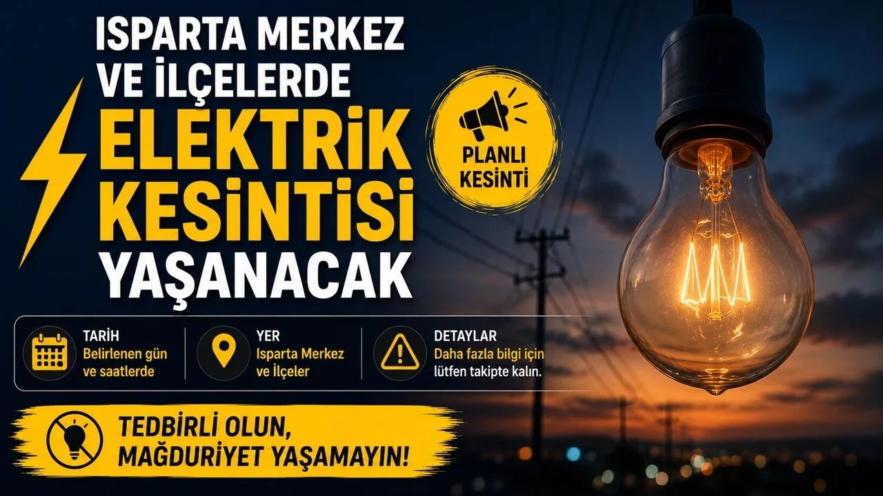 Dikkat! Isparta'da Elektrikler kesilecek