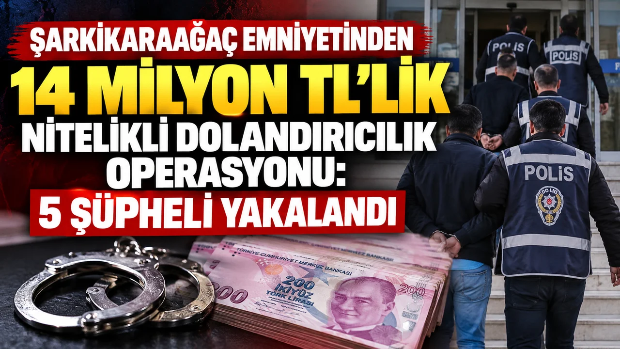ŞARKİKARAAĞAÇ EMNİYETİNDEN 14 MİLYON TL’LİK NİTELİKLİ DOLANDIRICILIK OPERASYONU: 5 ŞÜPHELİ YAKALANDI