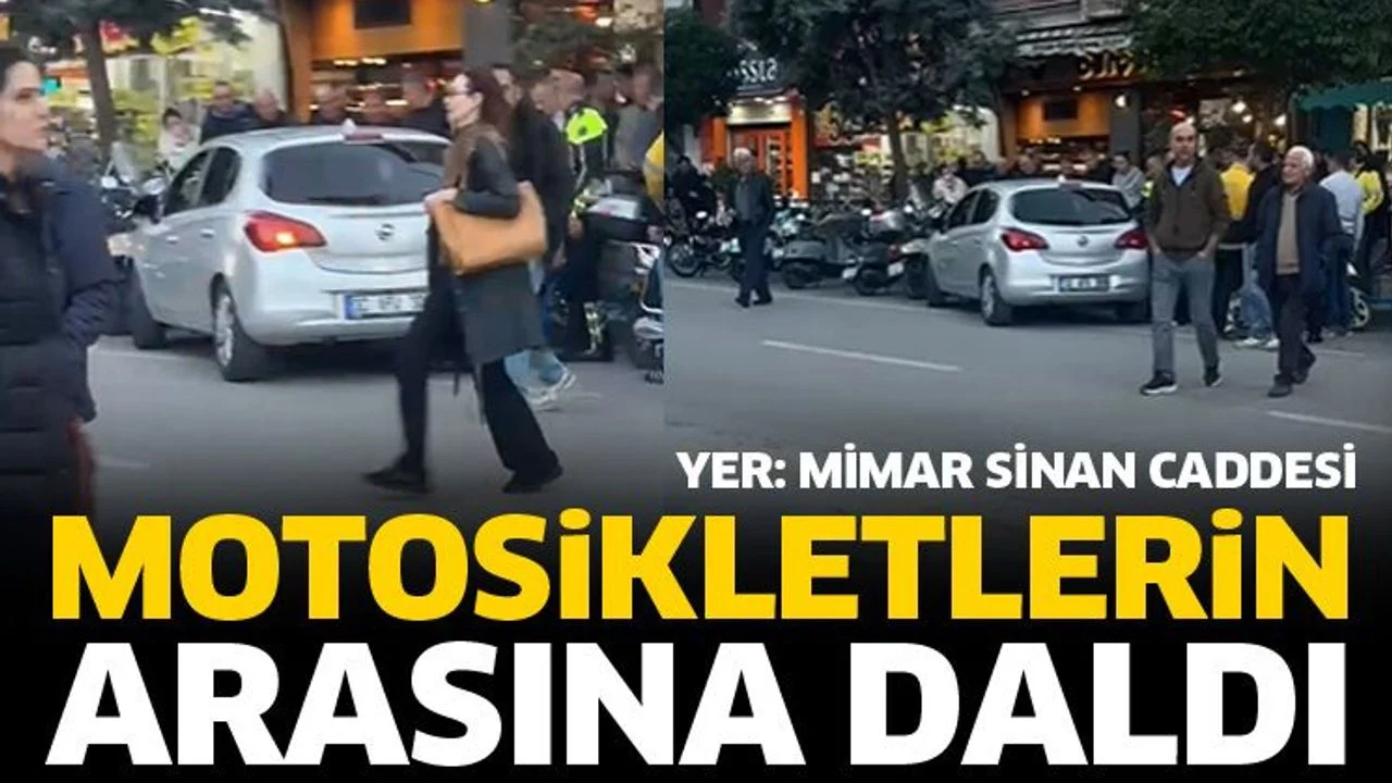 Otomobil park halindeki motosikletlere daldı