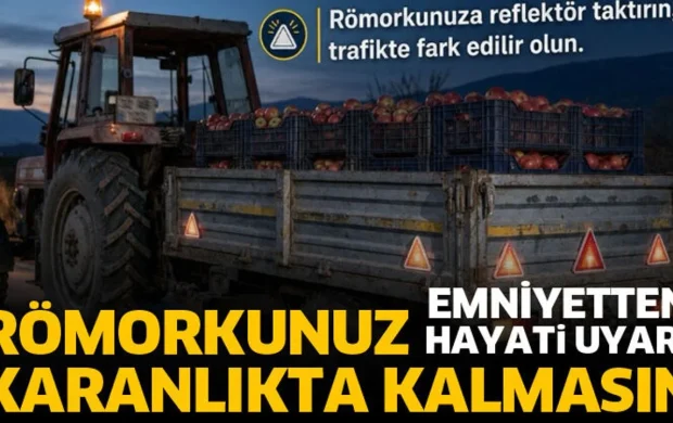 Traktör römorkları için reflektör uyarısı