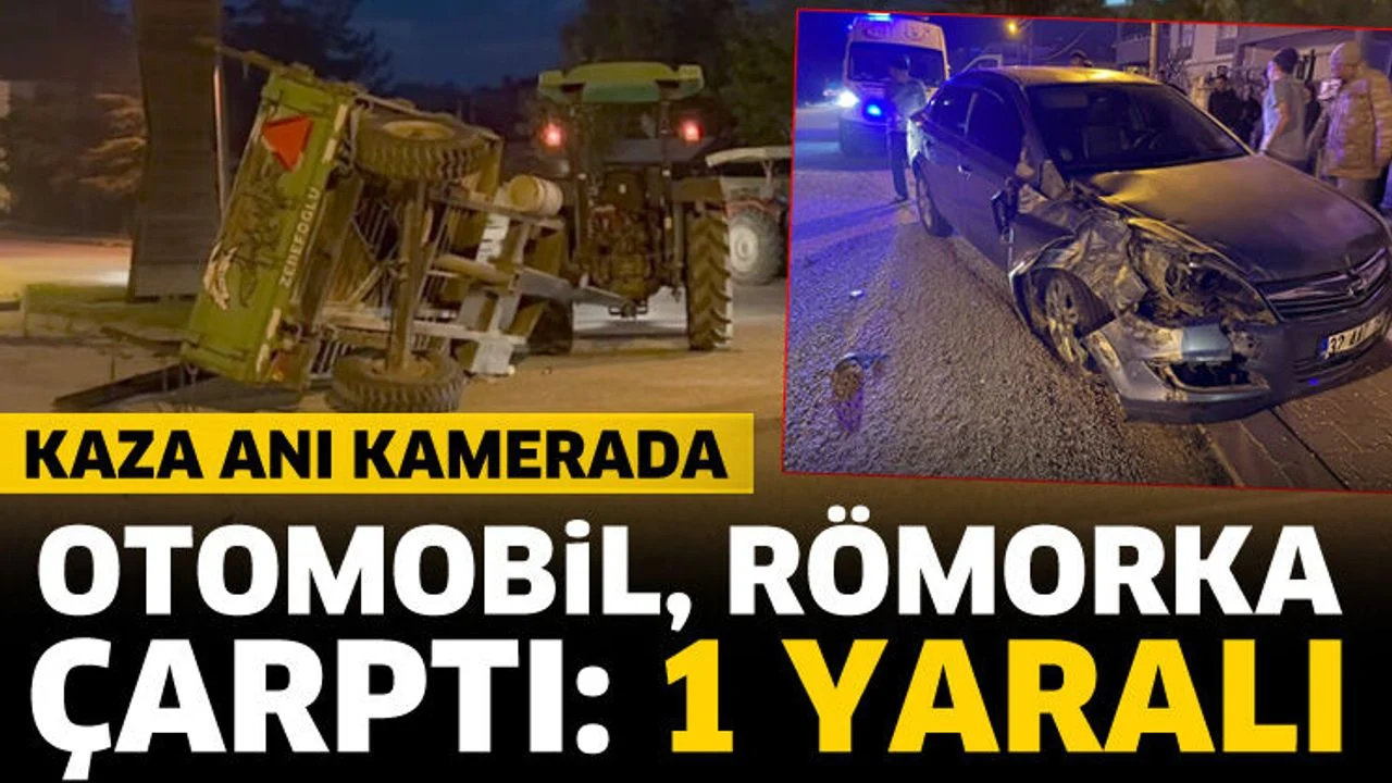 Otomobil römorka çarptı: Kaza anı kamerada