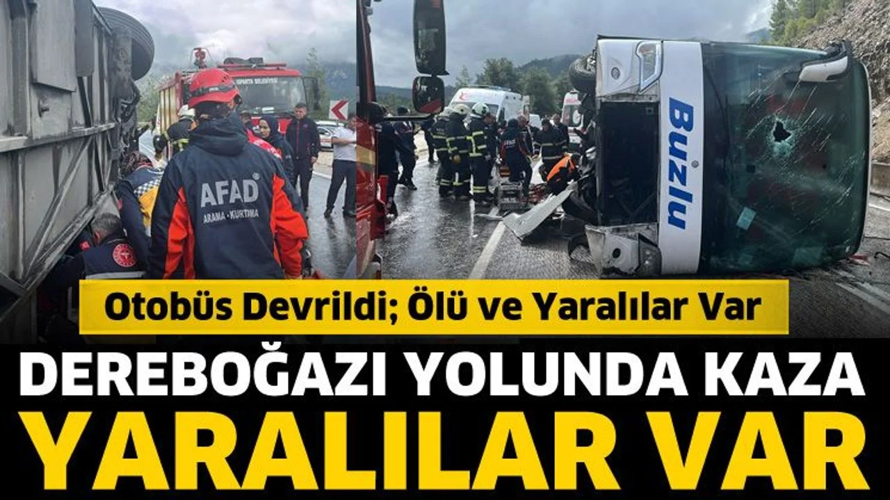 Dereboğazı yolunda kaza! Otobüs devrildi