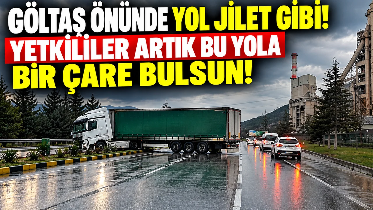 GÖLTAŞ ÖNÜNDE YOL JİLET GİBİ!  ​​​​​​​ TIR  KAZA YAPTI: YETKİLİLER ARTIK BU YOLA BİR ÇARE BULSUN!
