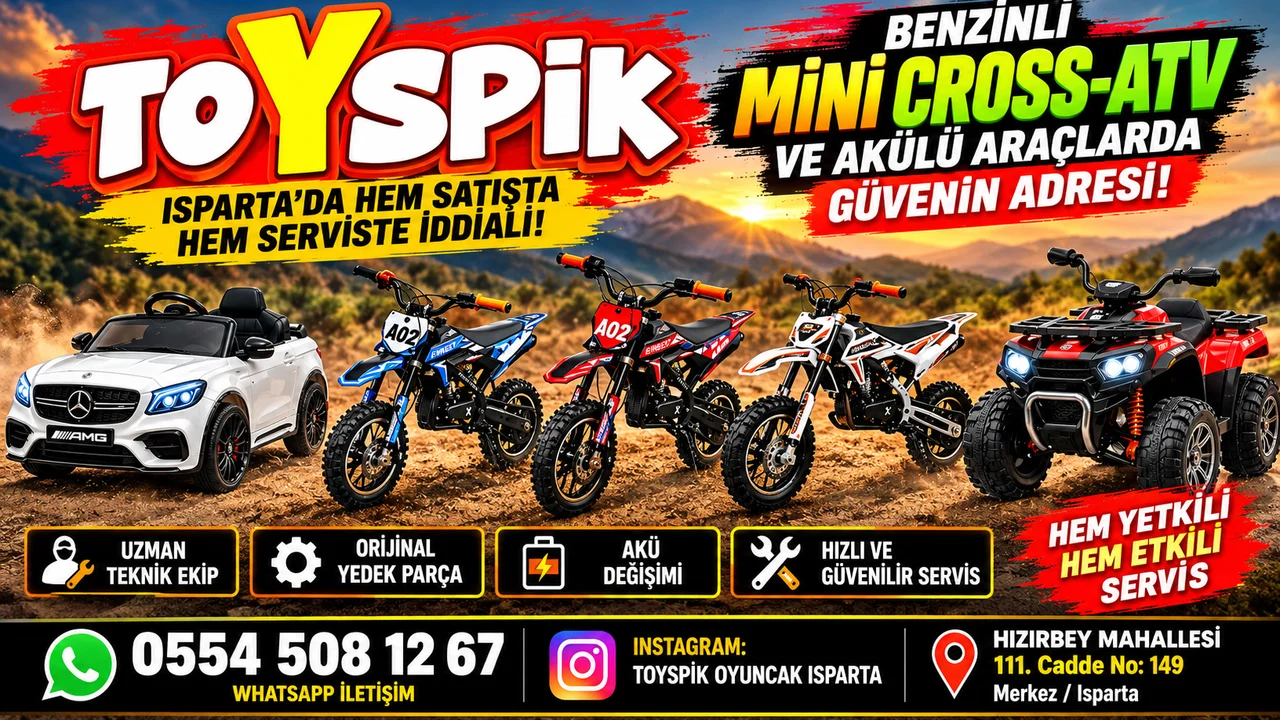 TOYSPIK ISPARTA’DA HEM SATIŞTA HEM SERVİSTE İDDİALI: MİNİ CROSS, ATV VE AKÜLÜ ARAÇLARDA GÜVENİN ADRESİ!
