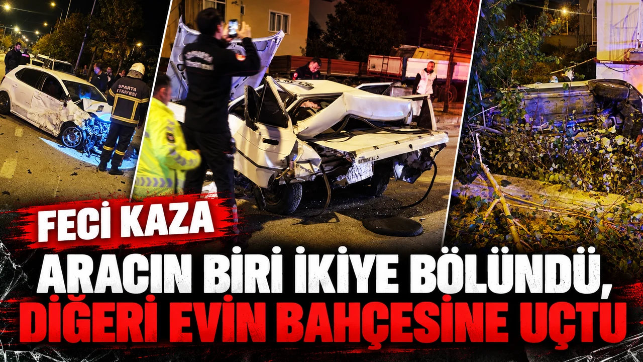 3 ARAÇ ÇARPIŞTI, BİRİ İKİYE BÖLÜNDÜ, DİĞERİ EVİN BAHÇESİNE UÇTU