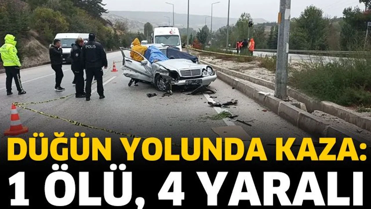Düğün yolunda kaza: 1 ölü, 4 yaralı