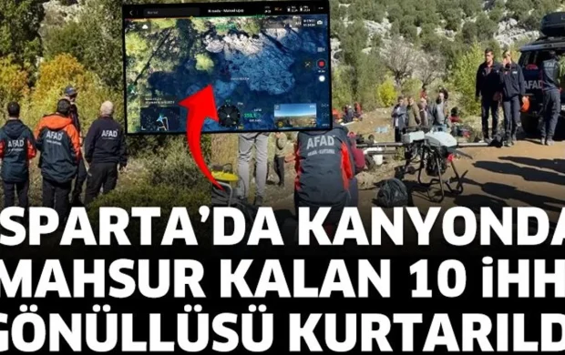Isparta'da Kanyonda Mahsur Kalan 10 İHH Gönüllüsü De Kurtarıldı