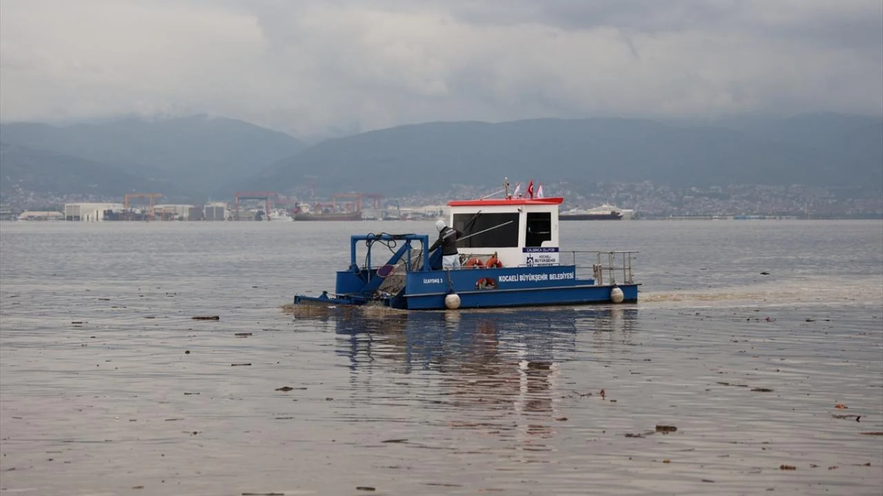 Sağanak sonrası İzmit Körfezi'nden 10 kamyon atık çıkarıldı