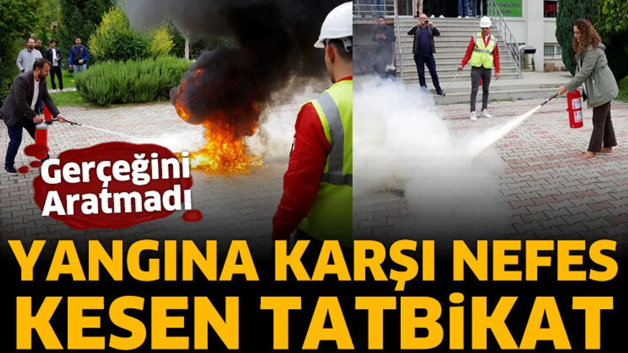 Yangına karşı nefes kesen tatbikat