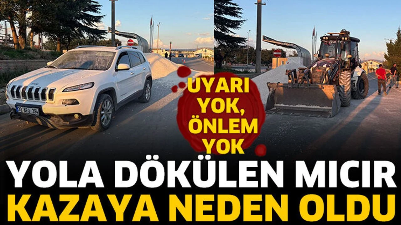 Yola dökülen mıcır kazaya neden oldu