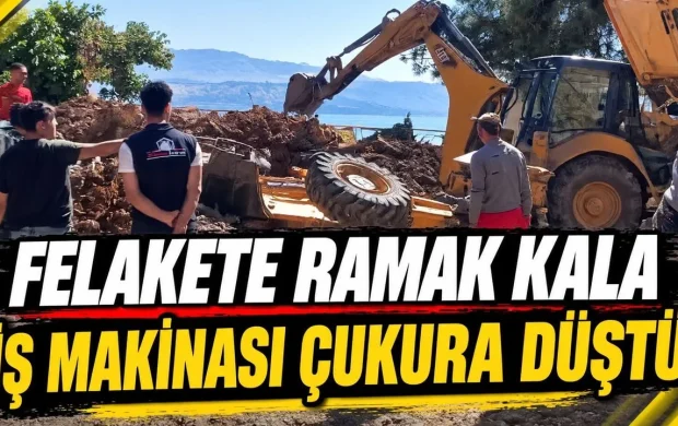 İş Makinesi Çukura Düştü