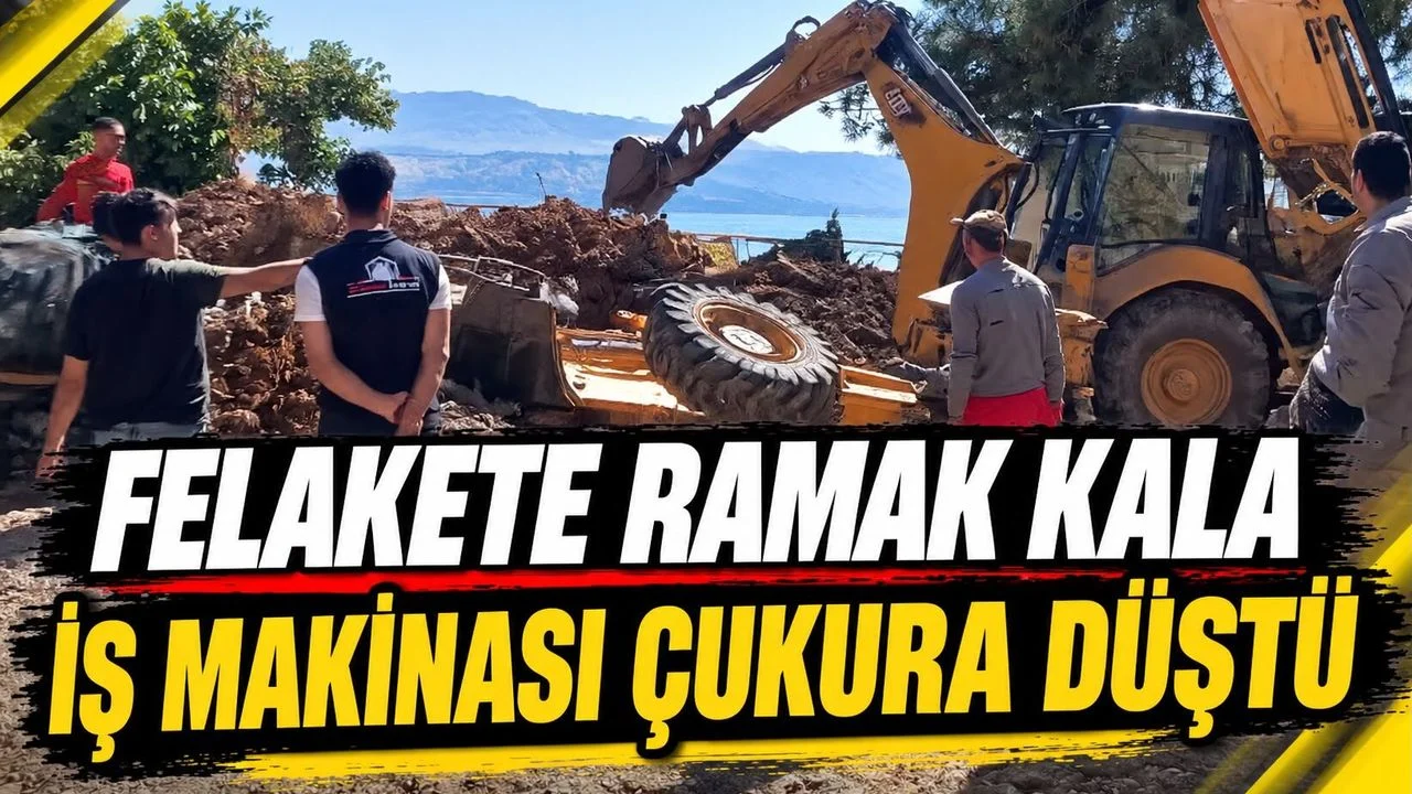 İş Makinesi Çukura Düştü