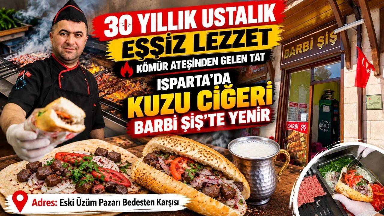 Isparta'da Kuzu Ciğeri Barbi Şiş'te yenir